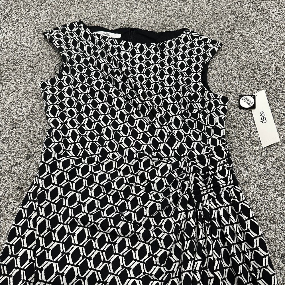 New with tags, WISP, Zipper, Black White Pattern Dress, Size 8 - Picture 3 of 10